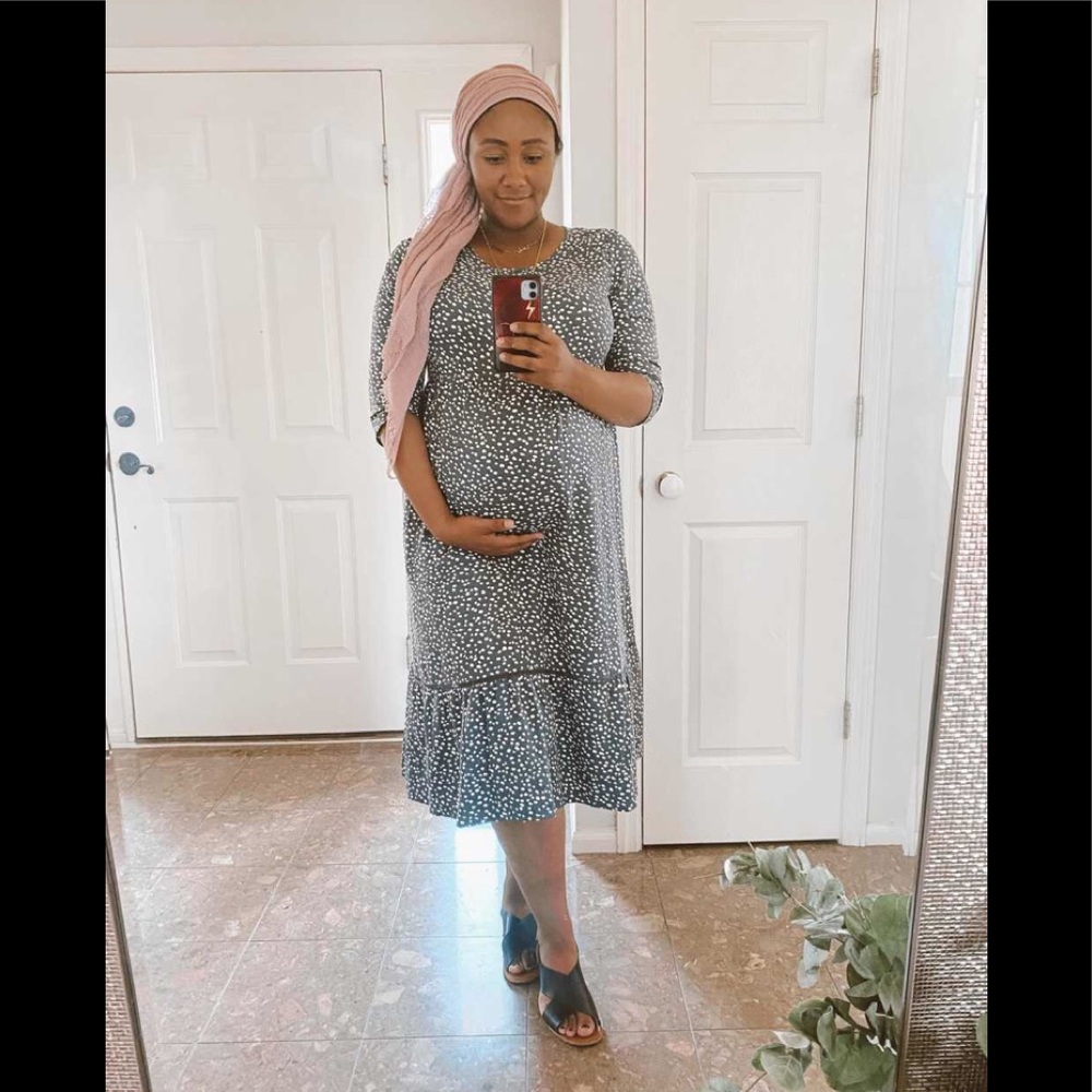 3/4 Sleeve Woven Maternity Dress